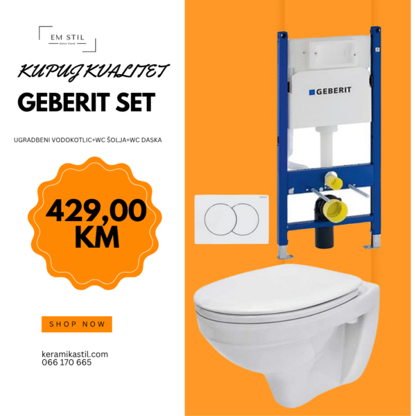 Vodokotlić GEBERIT,tipka,WC šolja,WC daska SET 4/1