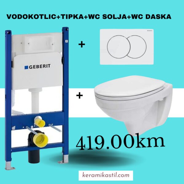 Vodokotlić GEBERIT,tipka,WC šolja,WC daska SET 4/1