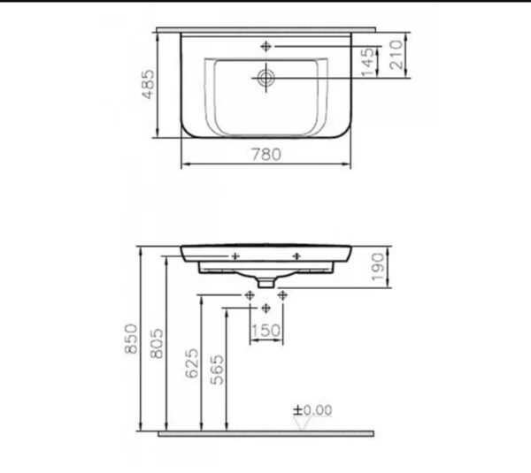 Lavabo VITRA SENTO 78×48,5cm - Image 2