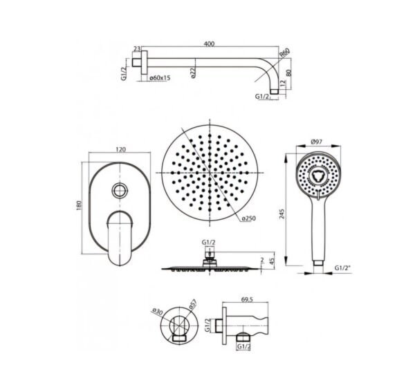 Usponski tuš set Dione fi300 Valvex - Image 2