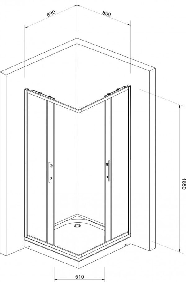 Tuš kabina kvadratna 90x90x185 5mm cisto staklo I - Image 2
