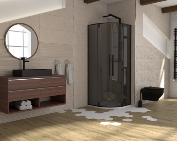 Tuš kabina polukružna R80x200-6mm ABSOLUT BLACK I - Image 2