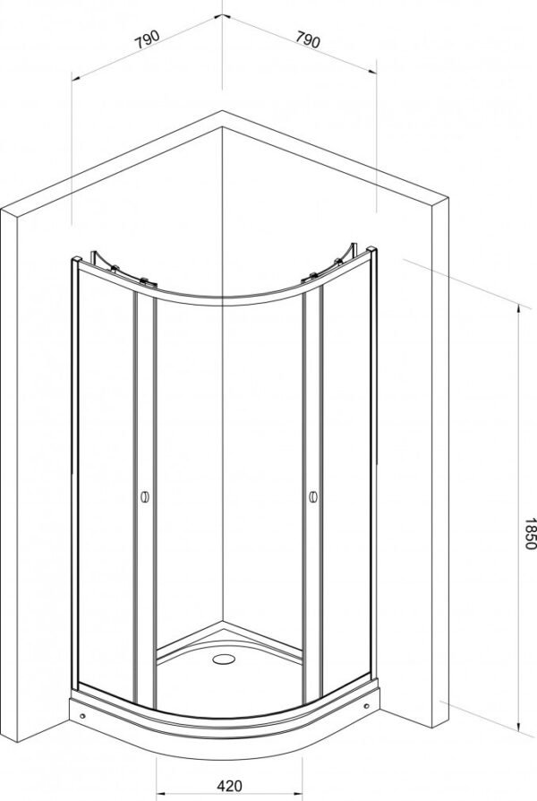 Tuš kabina polukružna 80x80x185-4mm Mat staklo I - Image 2