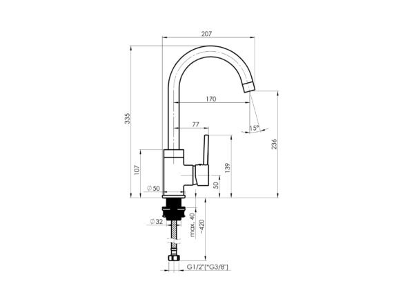 Baterija za Sudoper crna RUBINETA AX30168 H - Image 2