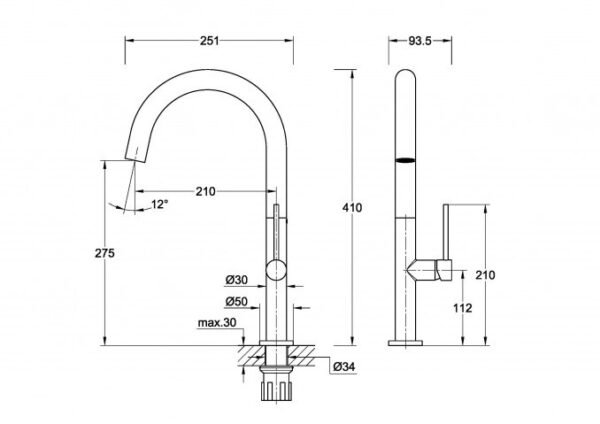 Baterija za Sudoper COPEN SALT Mat-crna C-01-200MB I - Image 2
