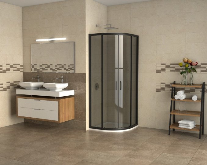 Tuš kabina polukružna 80x80x195-6mm ATLAS BLACK I - Image 3