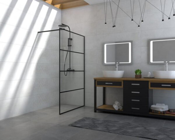 Paravan Walk-in 90x200 8mm COPEN MONTE BLACK I - Image 2