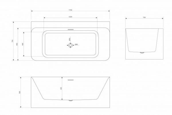 Kada samostojeca COPEN HEDY 1700x745x585mm sjajna bijela C-08-L2002W I - Image 2