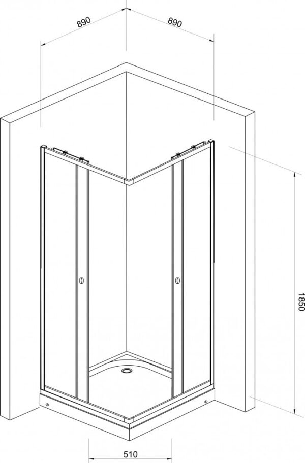 Tuš kabina kvadratna 90x90x185 4mm mat staklo JL-4190 I - Image 2