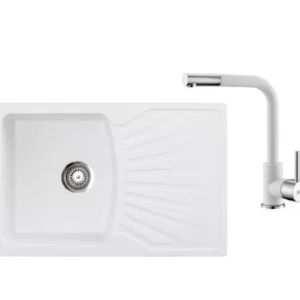 Sudoper bijeli xGranit Quadro+baterija LUX Metalac