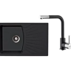 Sudoper crna xGranit Quadro+baterija LUX Metalac
