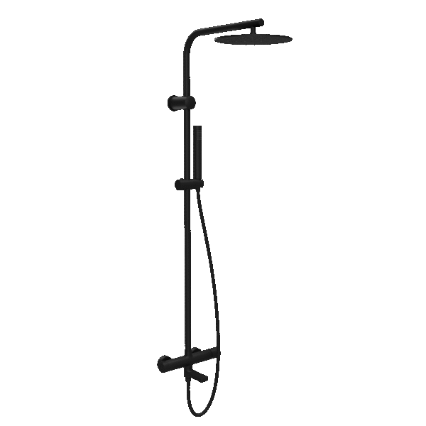 Baterija i usponski tuš sa izlivom COPEN NOOK mat crna okrugli set I