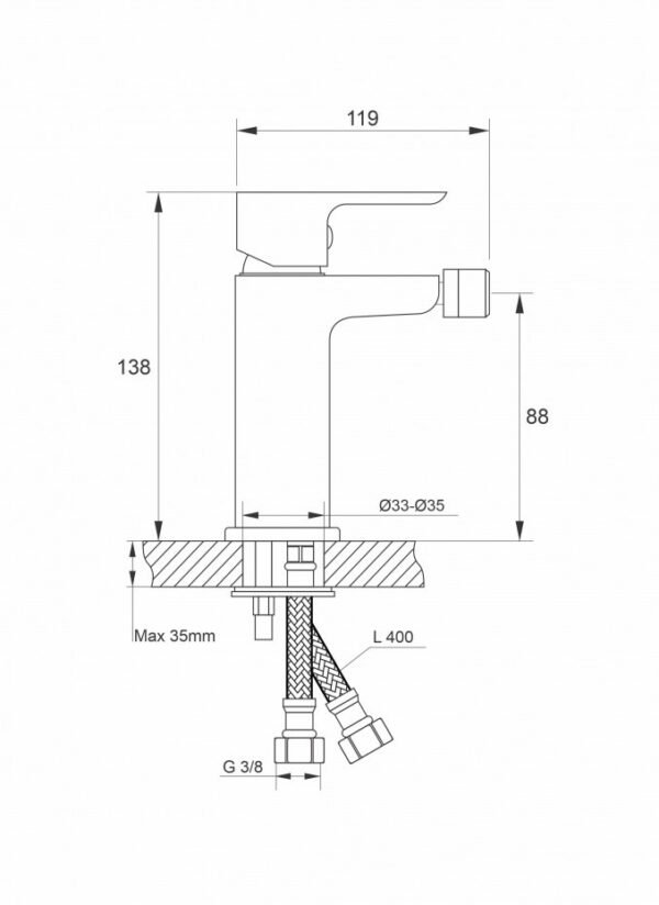 Baterija za Bide STELA mat crna 2416 I - Image 2