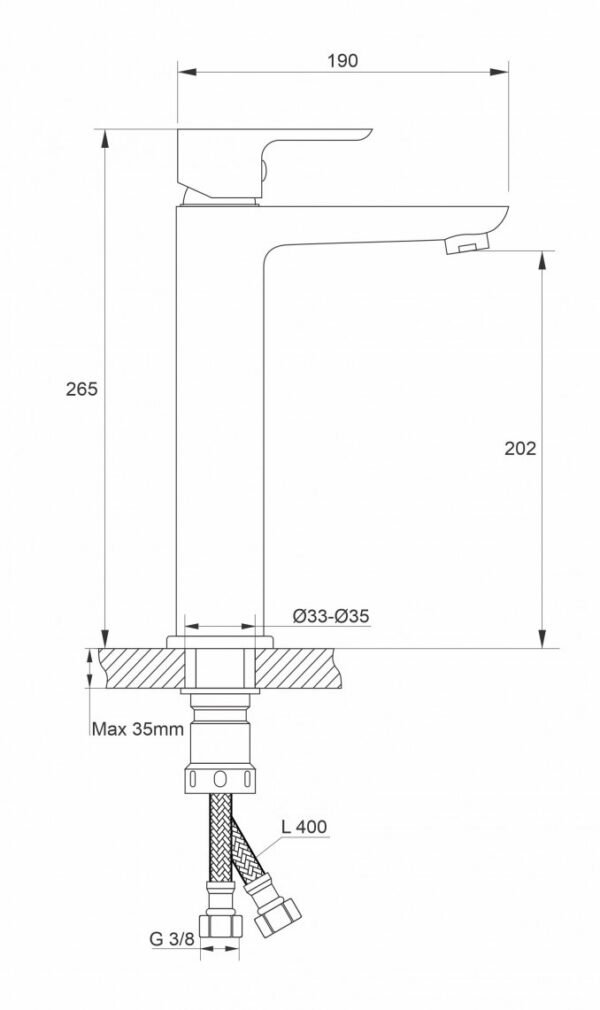 Baterija za Umivaonik STELA Visoka-Mat crna 2422 I - Image 2
