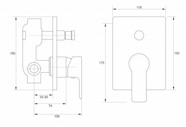 Baterija ugradna STELA sa prebacivacem mat crna 2431 I - Image 2