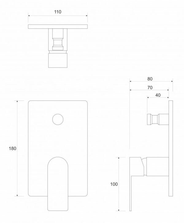 Baterija ugradna sa prebacivacem COPEN NOOK mat crna I - Image 2