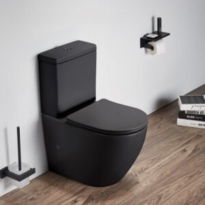 Monoblok PERLA rimless mat crni sa duroplast soft close wc daskom I