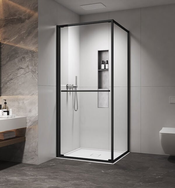 Tuš kabina kvadratna 90x90x200 6mm-Providno staklo Mat-black COPEN ATLAS I - Image 2