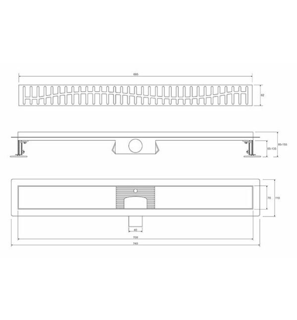 Tuš kanalica 70cm PROFIL M WAVE teflon black I - Image 5