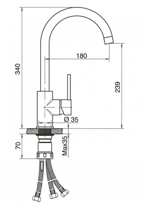 Baterija za Sudoper TUBO DARK ELEGANCE 3 cijevi I - Image 2