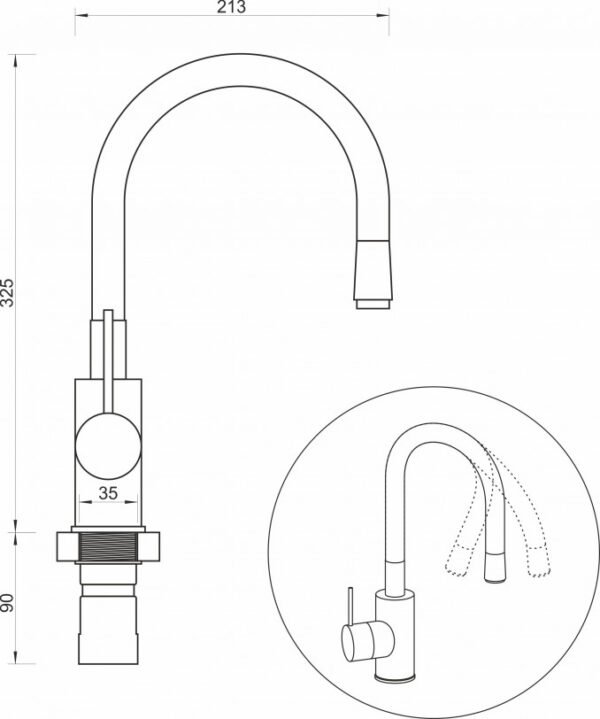 Baterija za Sudoper TUBO DARK ELEGANCE 2 cijevi Crna I - Image 2