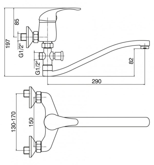 Baterija za Sudoper STANDARD zidna švedska lula 6882-30 I - Image 2
