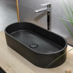 Umivaonik nadgradni 60 cm mozaik crni s piletom STONE NERO