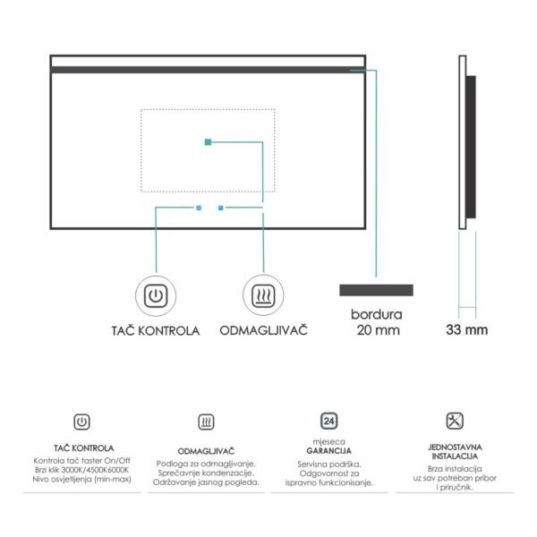 Ogledalo LED 1000x700mm Zeta A10.11 - Image 2