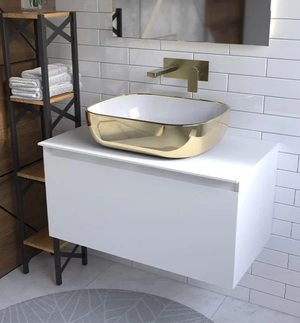 Umivaonik Lavabo COPEN nadgradni 505x405x140mm zlatno bijeli C-15-201