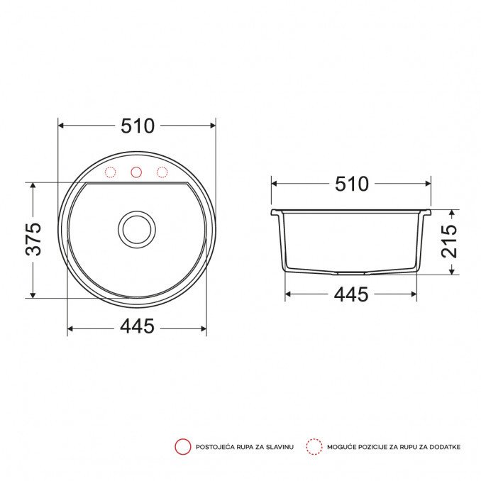 Sudoper Granitni MILO ESSENCE O51 Lava stone sa sifonom I - Image 2