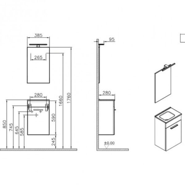Ormaric sa ogledalom 39x28 VITRA MIA sa led rasvjetom I - Image 2