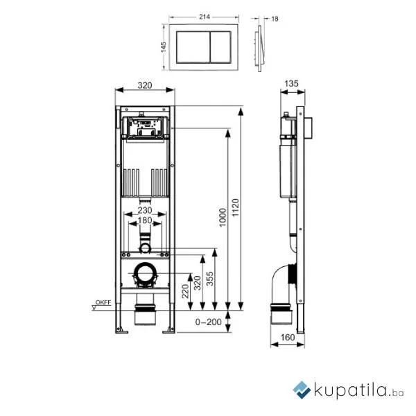 Ugradbeni vodokotlić Base Tece uski 13.5 cm debljina - Image 2