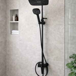 Usponski tuš set sa baterijom za kadu kvadratni crni Z