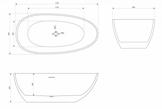 Kada samostojeća COPEN MARILYN 170x85x58 sjajna bijela C-08-1006W I - Image 4