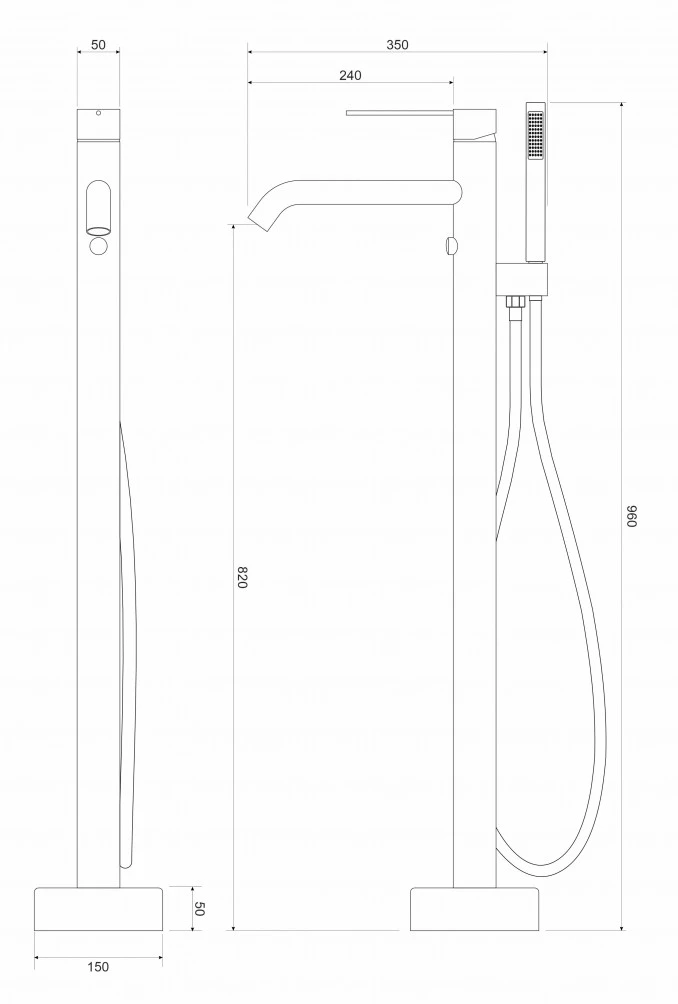 Baterija COPEN NUVIO za samostojecu kadu mat crna C-01-900MB I - Image 2