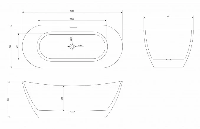 Kada samostojeca COPEN VIVIEN 170x73x63 sjajna bijela I - Image 3