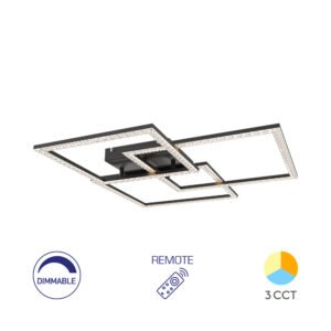 Plafonjera LED BRY kristali crna 80W-3U1-sa daljinskim Braytron