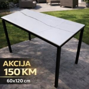 Radni sto 60x120cm metalna konstrukcija sa bijelom keramičkom pločom