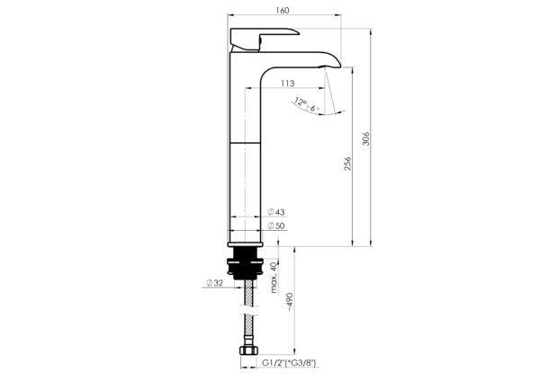 Baterija za umivaonik crna Rubineta UD0168N H - Image 2