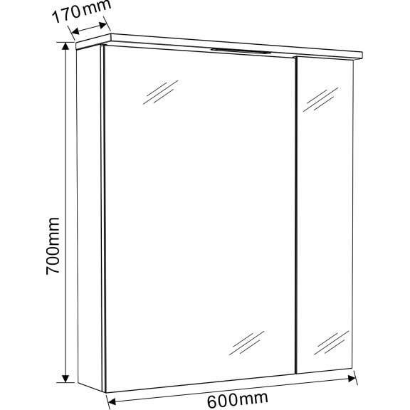 Zidni kupatilski ormarić s ogledalom 60x17x70 cm bijeli Inter Ceramic monca MG - Image 5