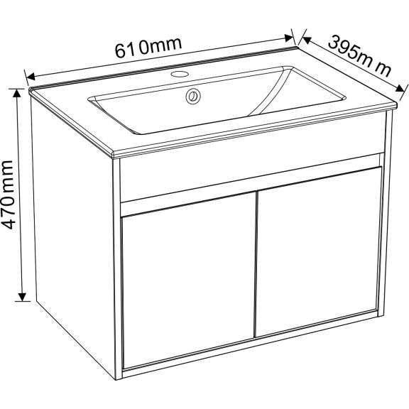 Zidni kupatilski ormarić+umivaonik 61×39.5x47cm pvc bijeli Inter Ceramic Monca MG - Image 4