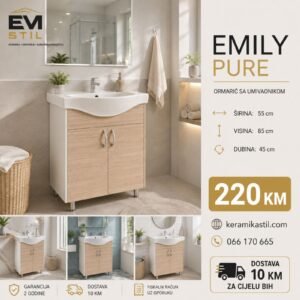 Kupatilski ormarić sa umivaonikom 55x85x45 Emily Natural