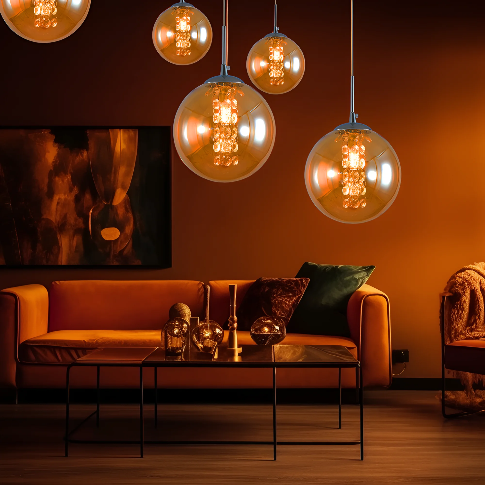Braytron Glass S003 visilica G9, hrom, jantarno sjenilo – BV01-00034 - Image 2