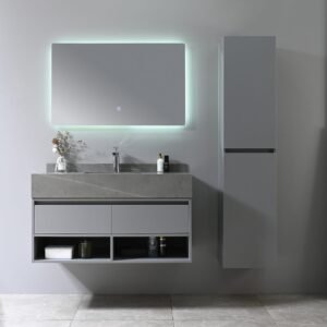 Ormarić sa umivaonikom + LED ogledalo 100cm grey LARISA V