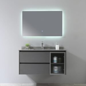 Ormarić sa umivaonikom + LED ogledalo100cm antracit MINERVA V