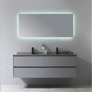 Ormarić sa umivaonikom + LED ogledalo 140cm grey AURORA V