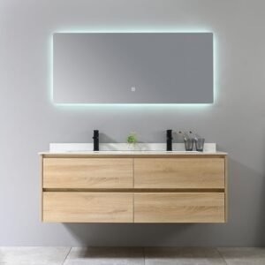 Ormarić sa umivaonikom + LED ogledalo 140cm carrara drvo AURORA V