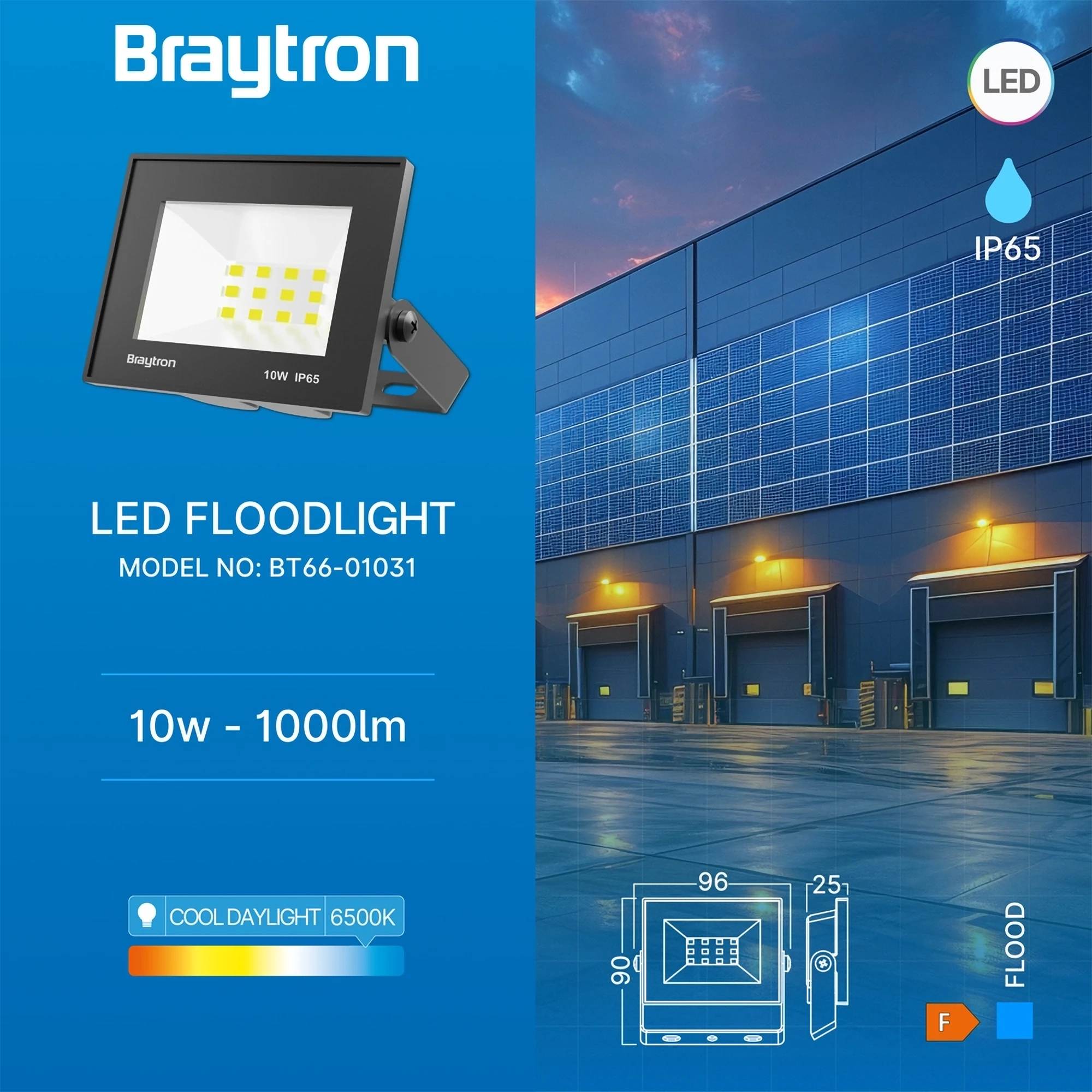 LED reflektor 10 W crni 6500 K IP65 Braytron BT66-01031 - Image 3